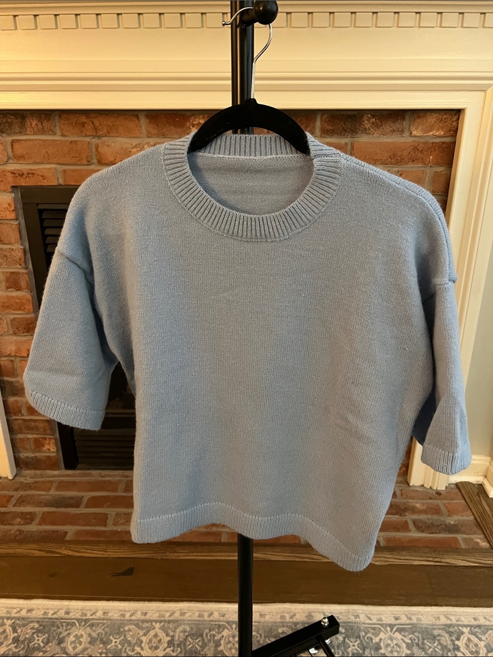 SHEIN Light Blue Women’s Crewneck Short Sleeve Sweater